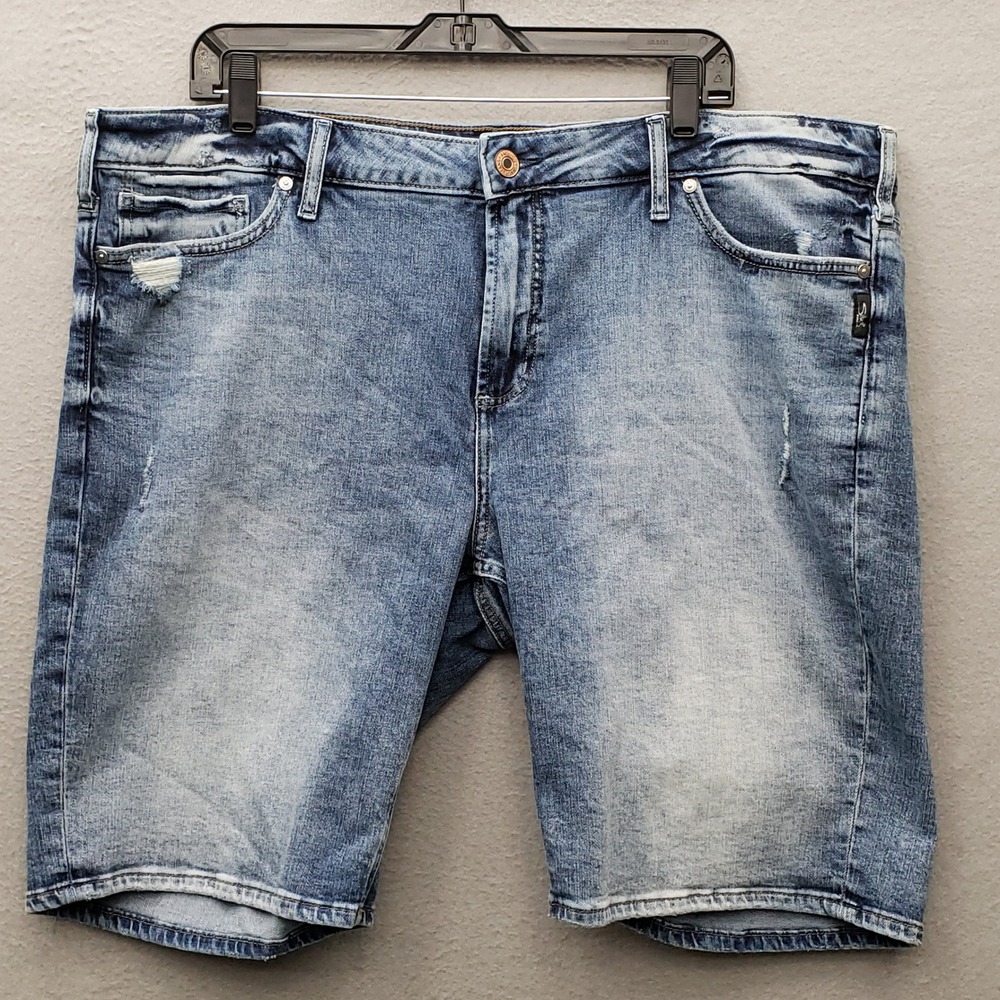 Silver Jeans Elyse Bermuda Shorts Denim Jorts Stretch Distressed Dark Size 18